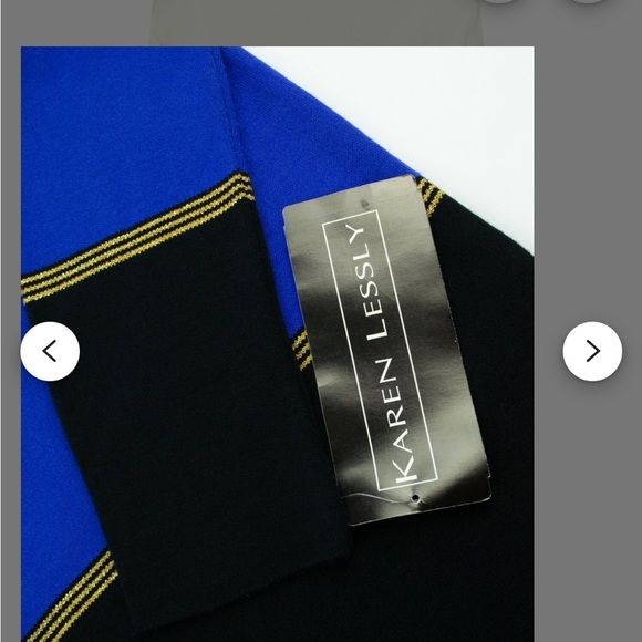 Karen Lessly Women Sweater Large $80 Cream Blue Oversized Boxy Acrylic Vtg USA - Picture 12 of 15